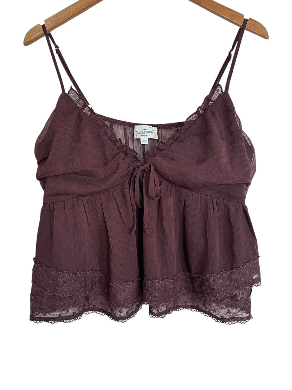 Pacsun Sheer Babydoll Chiffon Tie Front Top Sz XL Forest Fairy Whimsigoth Grunge